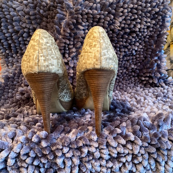 Used-Cute Cork/wicker material high heel peep toes - Picture 2 of 5